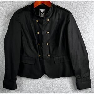 Marc Bouwer 1X Black Military Jacket Brass Buttons Lined Structured Cropped